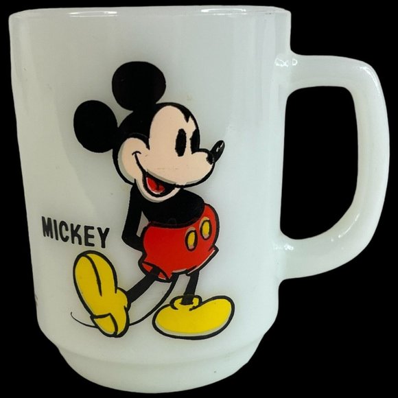 Mickey Mouse Milk Glass Mug Walt Disney PEPSI Collector Series Anchor Hocking - Picture 1 of 9